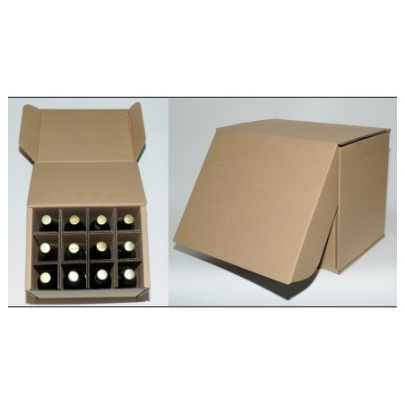 CAJA CARTÓN KRAFT 12 BOTELLAS CERVEZA 33CL PARA - Estuches de cartón para botellas de cerveza - Publipack Calafell. Tienda de bolsas y productos de embalaje comercial.