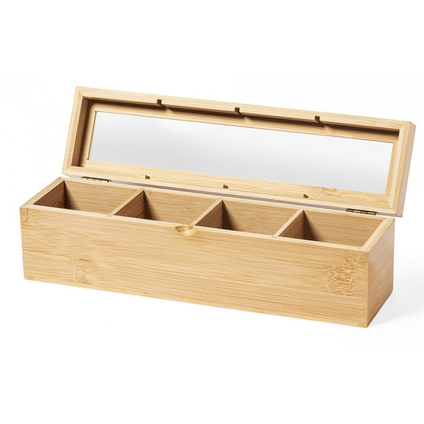 Caja madera bambou con 4 compartimentos con tapa cristal - Estuches,cajas  de madera para botellas y quesos - Publipack Calafell. Tienda online de  bolsas y productos de embalaje comercial.