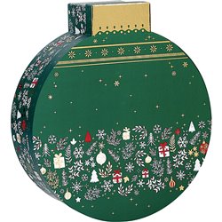 Caja de cartón forma bola de Navidad verde/blanco/rojo/dorado caliente Bonnes Fêtes D31,5/35,5x12 cm
