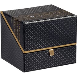 Caja de cartón cuadrado Savoureux negro/cobre impresión UV 12,5x11x10,5 cm