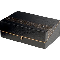 Caja de cartón rectangular Savoureux negro/cobre 33x21x12 cm