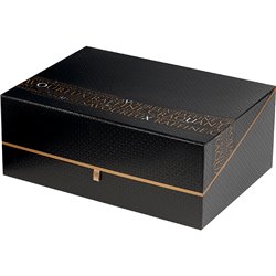 Caja de cartón rectangular Savoureux negro/cobre 35x25x14 cm