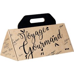 Caja cartón triángulo Voyage Gourmand negro Entregados plano 33,5x15,6x15,6 cm