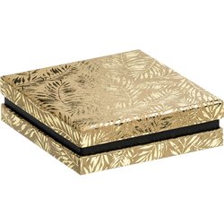 Caja cartón cuadrado chocolates 3 hileras kraft/dorado caliente/negro 10,8x10,8x3,3 cm