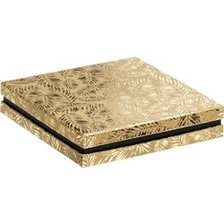 Caja cartón cuadrado chocolates 4 hileras kraft/dorado caliente/negro 15,5x15,5x3,3 cm