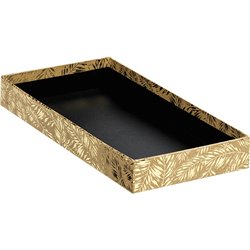 Bandeja cartón rectangular kraft/dorado caliente/negro 24,4x12,4x3,2 cm