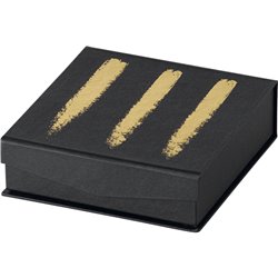 Caja de cartón cuadrada color negro/dorado 10,8x10,8x3,3 cm