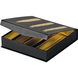 Caja de cartón cuadrada color negro/dorado 15,5x15,5x3,3 cm