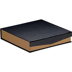 Caja de cartón cuadrada chocolates 4 hileras cobre/negro impresión UV cierre magnético 15,5x15,5x3,3 cm