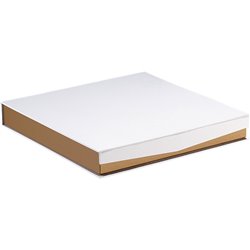 Caja de cartón cuadrada chocolates 6 hileras impresión UV cobre/blanco cierre magnético 22,1x22,1x3,3 cm