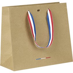 Bolsa papel kraft asas azul/blanco/rojo 25x10x22 cm