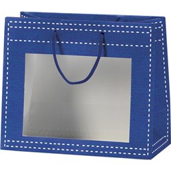 Bolsa papel azul ventana PVC 20x10x17 cm