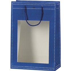 Bolsa papel azul ventana PVC 20x10x29 cm