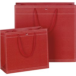 Bolsa papel rojo y puñados en cuerda 25x10x22 cm