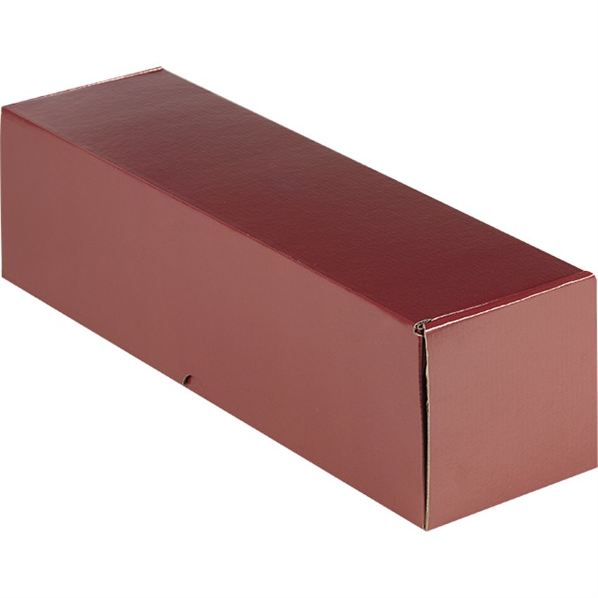 Caja cartón kraft/burdeos 1 magnum entregados plano 11x11x39 cm