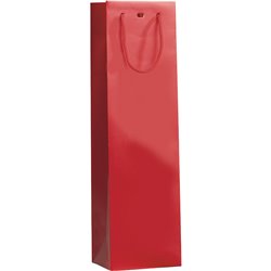 Bolsa papel 1 botella rojo asas cordón ojal 11x9x39 cm