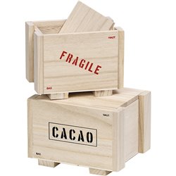 Caja madera rectangular natural CACAO-FRAGILE 12,7x8,7x9,6 cm