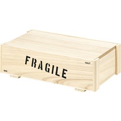 Caja madera rectangular natural FRAGILE 34x20,5x12,3 cm