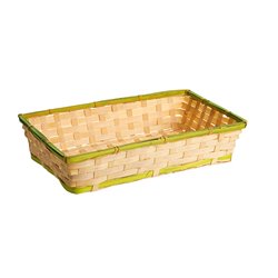 Canasto rectangular de bambu natural/verde 32x20x7 cm